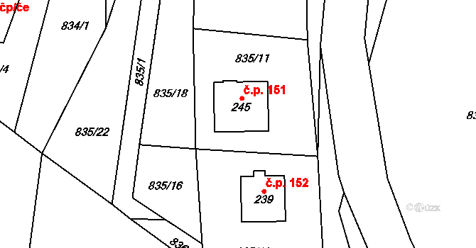 Lukavička 151, Lukavice na parcele st. 245 v KÚ Lukavice, Katastrální mapa