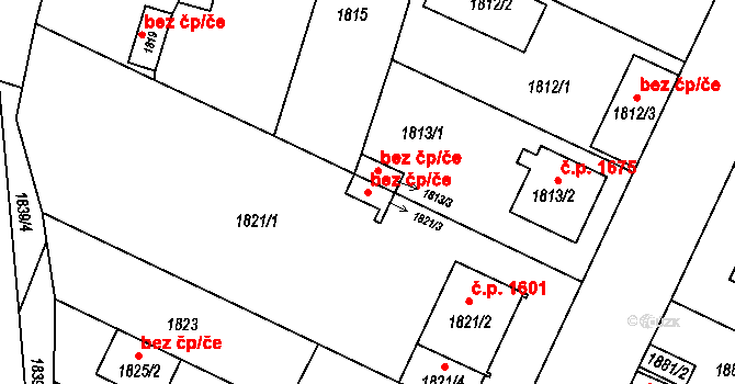 České Budějovice 40511090 na parcele st. 1821/3 v KÚ České Budějovice 7, Katastrální mapa