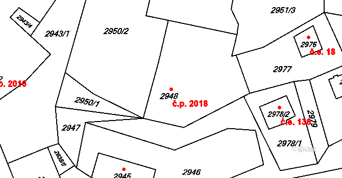 Podhradí 2018, Vítkov na parcele st. 2948 v KÚ Vítkov, Katastrální mapa