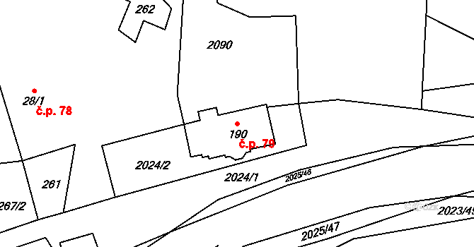 Jakartovice 79 na parcele st. 190 v KÚ Jakartovice, Katastrální mapa