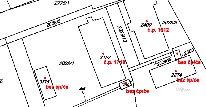 Choceň 1710 na parcele st. 3152 v KÚ Choceň, Katastrální mapa