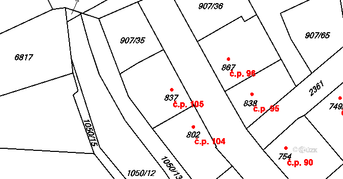 Beroun-Zavadilka 105, Beroun na parcele st. 837 v KÚ Beroun, Katastrální mapa