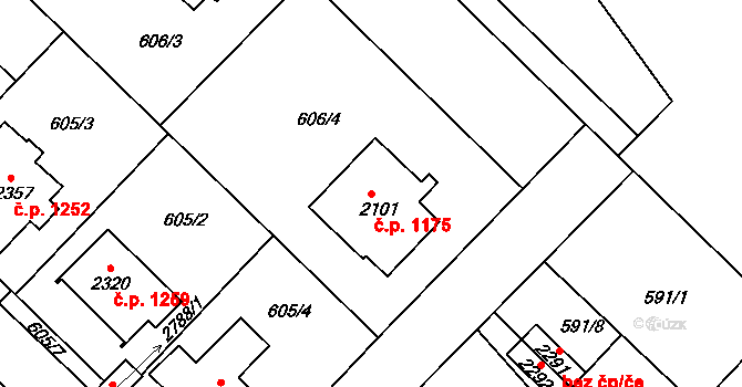 Neratovice 1175 na parcele st. 2101 v KÚ Neratovice, Katastrální mapa