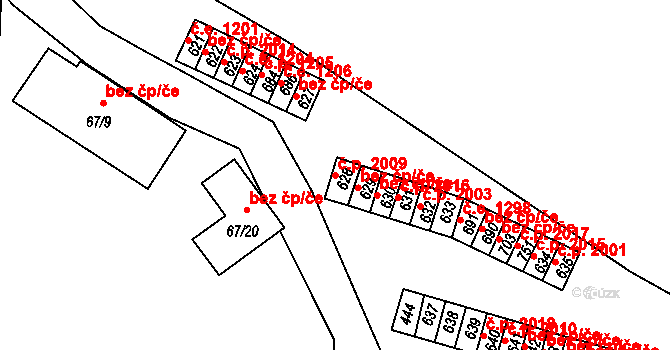 Černčice 2009 na parcele st. 628 v KÚ Černčice u Loun, Katastrální mapa