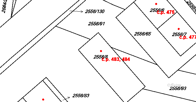 Veselí nad Lužnicí I 483,484, Veselí nad Lužnicí na parcele st. 2556/8 v KÚ Veselí nad Lužnicí, Katastrální mapa