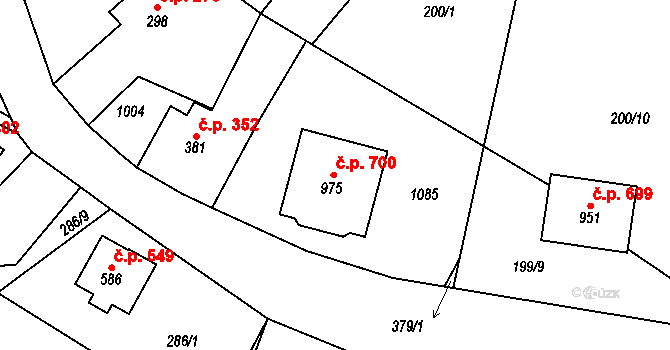 Kovářská 700 na parcele st. 975 v KÚ Kovářská, Katastrální mapa