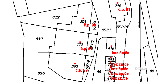 Teplice nad Metují 57 na parcele st. 113 v KÚ Teplice nad Metují, Katastrální mapa
