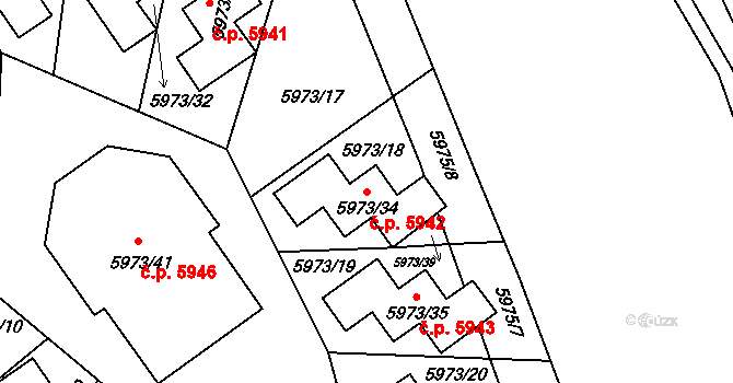 Chomutov 5942 na parcele st. 5973/34 v KÚ Chomutov I, Katastrální mapa
