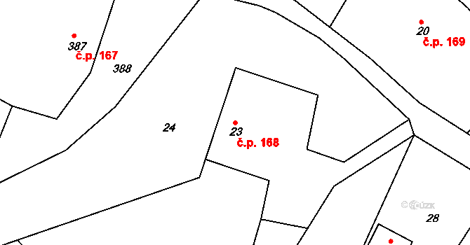 Loučky 168, Odry na parcele st. 23 v KÚ Loučky nad Odrou, Katastrální mapa