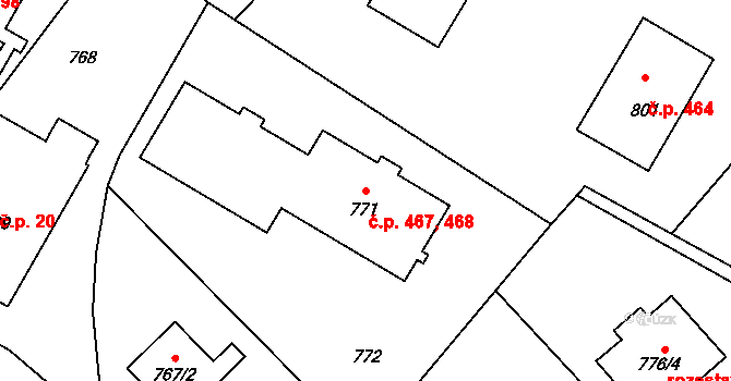 Suchdol nad Odrou 467,468 na parcele st. 771 v KÚ Suchdol nad Odrou, Katastrální mapa