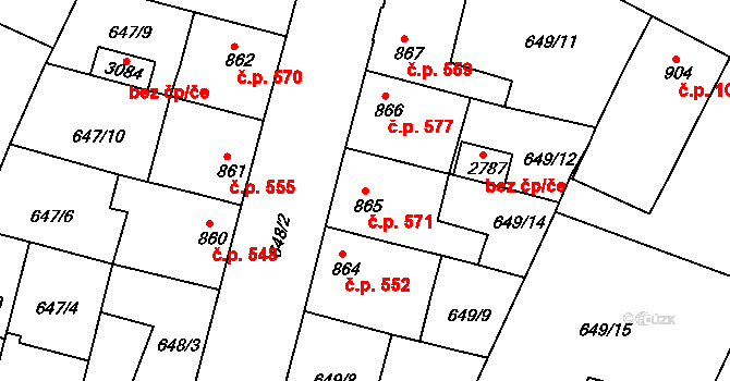 Vodňany II 571, Vodňany na parcele st. 865 v KÚ Vodňany, Katastrální mapa