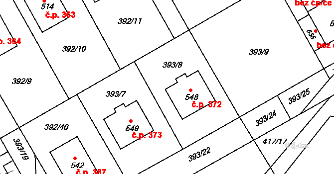 Peruc 372 na parcele st. 548 v KÚ Peruc, Katastrální mapa