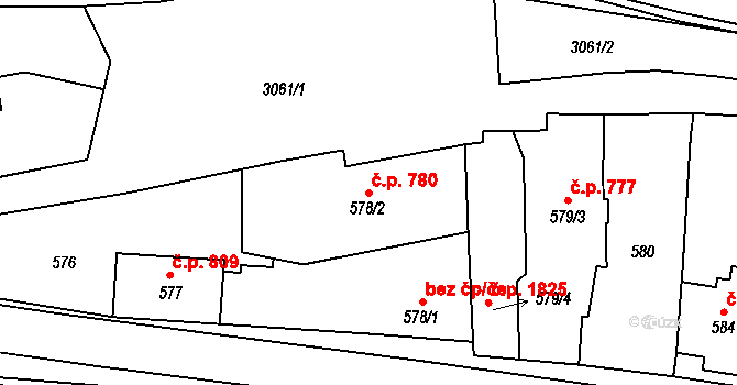 Rychnov nad Kněžnou 780 na parcele st. 578/2 v KÚ Rychnov nad Kněžnou, Katastrální mapa