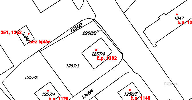 Rychnov nad Kněžnou 1382 na parcele st. 1257/9 v KÚ Rychnov nad Kněžnou, Katastrální mapa