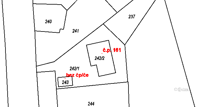 Pávov 161, Jihlava na parcele st. 242/2 v KÚ Pávov, Katastrální mapa