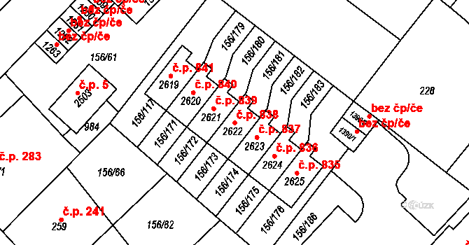 Lobeček 838, Kralupy nad Vltavou na parcele st. 2622 v KÚ Lobeček, Katastrální mapa