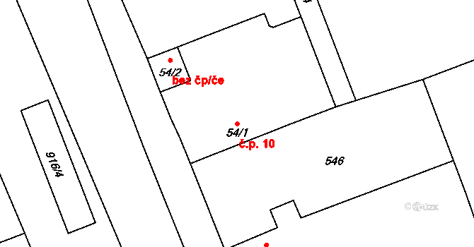 Klipec 10, Pňov-Předhradí na parcele st. 54/1 v KÚ Klipec, Katastrální mapa