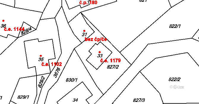 Příchovice 1179, Kořenov na parcele st. 33 v KÚ Příchovice u Kořenova, Katastrální mapa