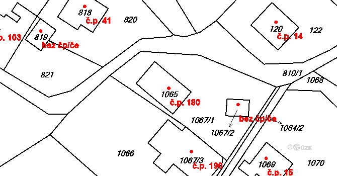 Plavy 180 na parcele st. 1065 v KÚ Plavy, Katastrální mapa