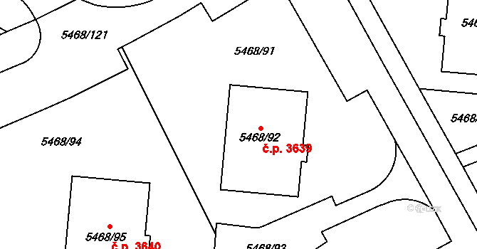Jihlava 3639 na parcele st. 5468/92 v KÚ Jihlava, Katastrální mapa
