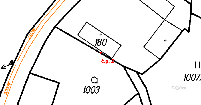 Čeladná 2 na parcele st. 180 v KÚ Čeladná, Katastrální mapa