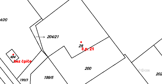 Horní Datyně 21, Vratimov na parcele st. 28 v KÚ Horní Datyně, Katastrální mapa