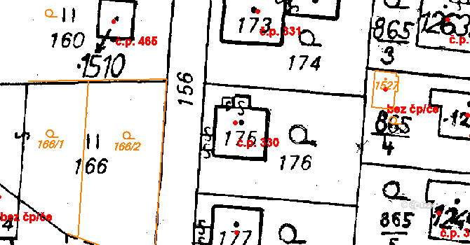 Volduchy 330 na parcele st. 175 v KÚ Volduchy, Katastrální mapa