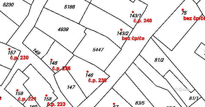Čejkovice 239 na parcele st. 144 v KÚ Čejkovice, Katastrální mapa