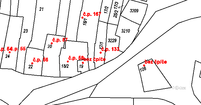 Žeravice 133 na parcele st. 17/1 v KÚ Žeravice u Kyjova, Katastrální mapa