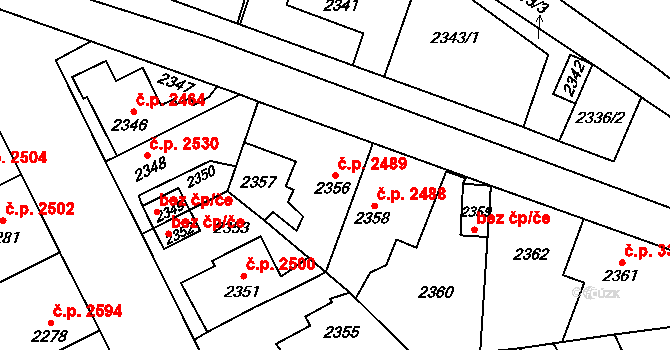 Kladno 2489 na parcele st. 2356 v KÚ Kladno, Katastrální mapa