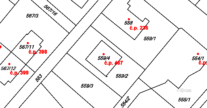 Krmelín 457 na parcele st. 559/4 v KÚ Krmelín, Katastrální mapa