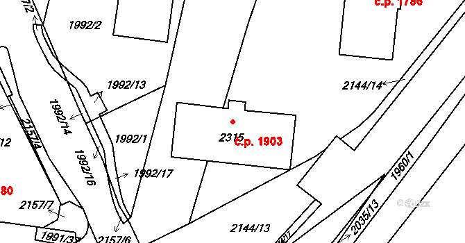 Šumperk 1903 na parcele st. 2315 v KÚ Šumperk, Katastrální mapa