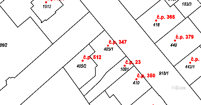 Český Brod 347 na parcele st. 405/1 v KÚ Český Brod, Katastrální mapa