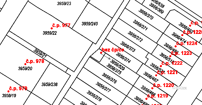 Jindřichův Hradec 150008091 na parcele st. 3956/529 v KÚ Jindřichův Hradec, Katastrální mapa