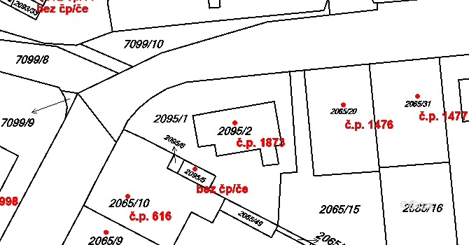Boskovice 1873 na parcele st. 2095/2 v KÚ Boskovice, Katastrální mapa