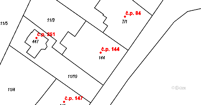 Holohlavy 144 na parcele st. 144 v KÚ Holohlavy, Katastrální mapa