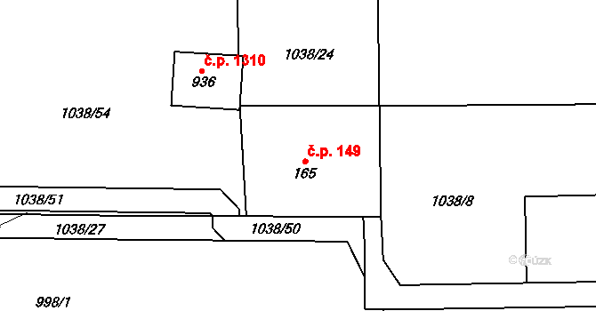 Želivec 149, Sulice na parcele st. 165 v KÚ Sulice, Katastrální mapa