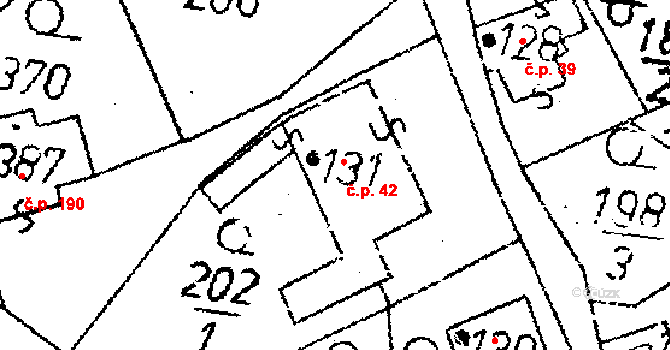 Kamenický Šenov 42 na parcele st. 131 v KÚ Kamenický Šenov, Katastrální mapa