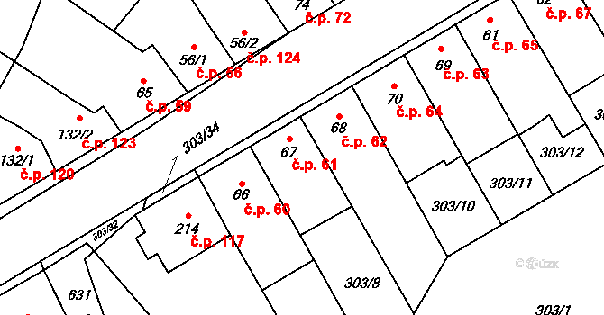 Dobříň 61 na parcele st. 67 v KÚ Dobříň, Katastrální mapa