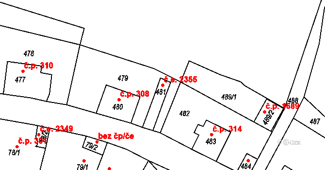 Střekov 2355, Ústí nad Labem na parcele st. 481 v KÚ Střekov, Katastrální mapa