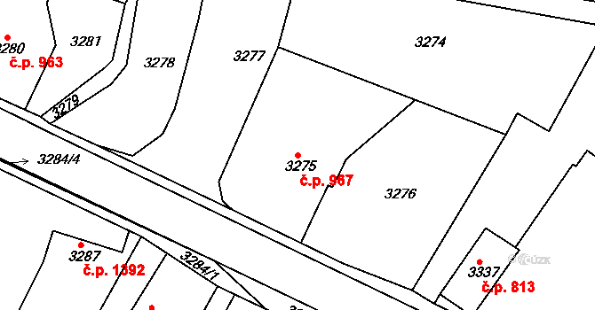 Smržovka 967 na parcele st. 3275 v KÚ Smržovka, Katastrální mapa