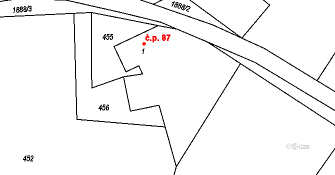 Milíkov 87 na parcele st. 1 v KÚ Milíkov u Jablunkova, Katastrální mapa