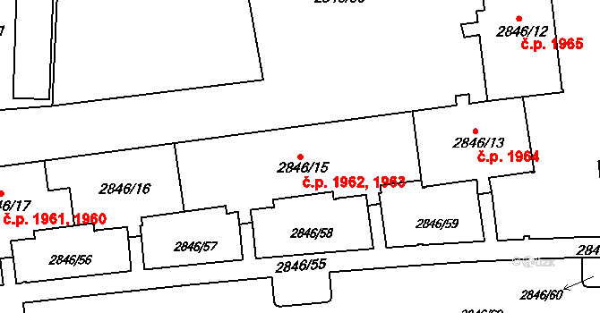 Sokolov 1962,1963 na parcele st. 2846/15 v KÚ Sokolov, Katastrální mapa