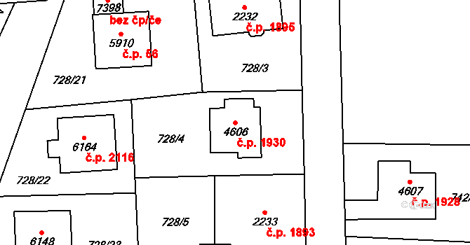Cheb 1930 na parcele st. 4606 v KÚ Cheb, Katastrální mapa