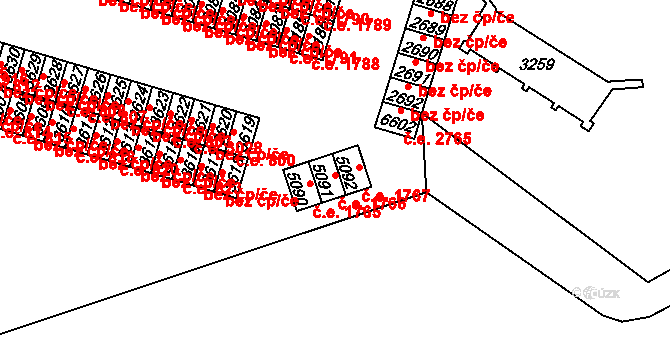 Cheb 1766 na parcele st. 5091 v KÚ Cheb, Katastrální mapa