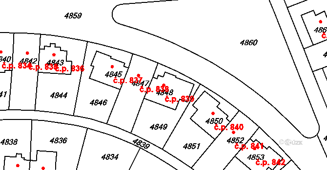 Záběhlice 839, Praha na parcele st. 4848 v KÚ Záběhlice, Katastrální mapa