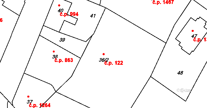 Rumburk 1 122, Rumburk na parcele st. 36/2 v KÚ Rumburk, Katastrální mapa