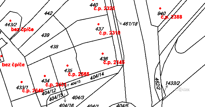 Chomutov 2145 na parcele st. 436 v KÚ Chomutov II, Katastrální mapa
