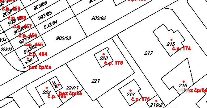 Liberec XII-Staré Pavlovice 178, Liberec na parcele st. 220 v KÚ Staré Pavlovice, Katastrální mapa