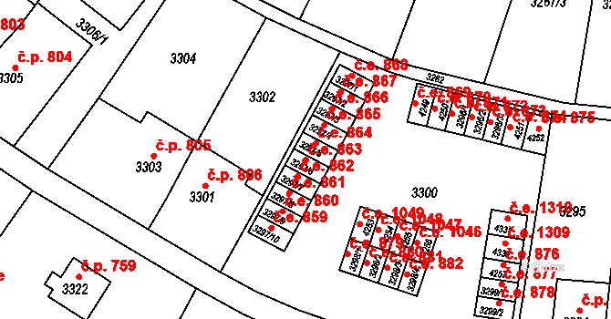 Kuřim 863 na parcele st. 3297/6 v KÚ Kuřim, Katastrální mapa